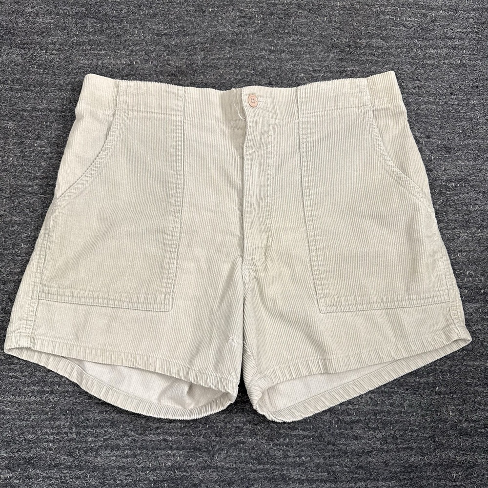 Vintage Towncraft Shorts Men 38 Beige Corduroy Elastic Back Surf Beach 80s Skate